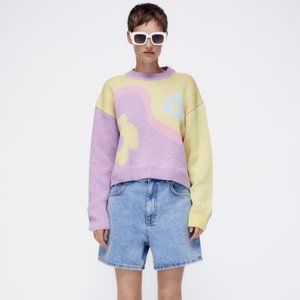ZARA FLORAL JACQUARD SWEATER | Small